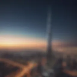 Stunning view of Al Bakhit Tower against the Dubai skyline