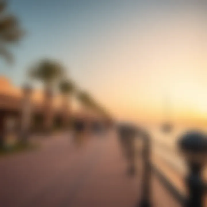Leisurely Stroll Along Al Bateen Waterfront Lush waterfront promenade in Al Bateen featuring leisure spaces