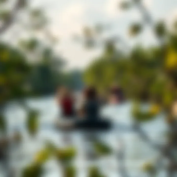 Guests enjoying eco-friendly activities in the mangroves, highlighting adventure and nature