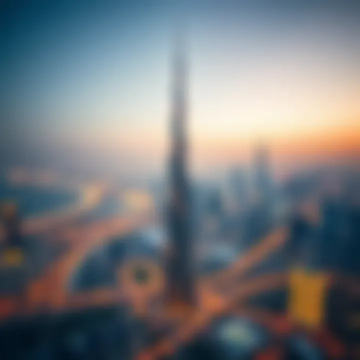 Panoramic view of Dubai skyline from Apricot Tower