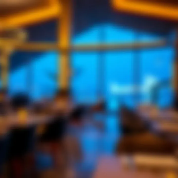 Stunning view of Bluewaters Island dining area with ambiance lighting