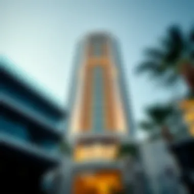 Architectural detail showcasing the facade of Burj Al Nahda