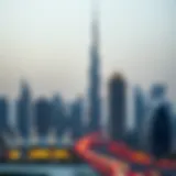 Dramatic view of Burj Al Nahda against the Dubai skyline