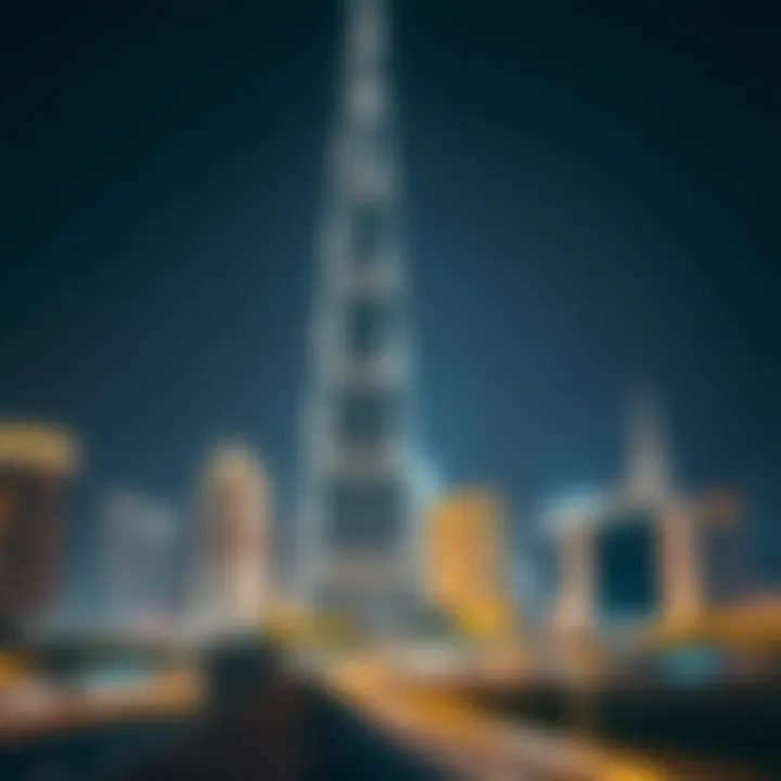 Burj Khalifa at Night Night view of Burj Khalifa illuminating the Dubai skyline