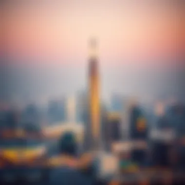 Centrium Tower Against Dubai Skyline Panoramic view of the Dubai skyline featuring Centrium Tower