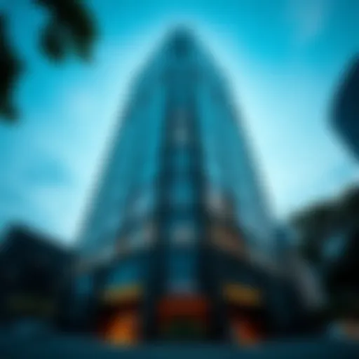 The striking facade of the City Gate Tower showcasing its modern architectural elements.