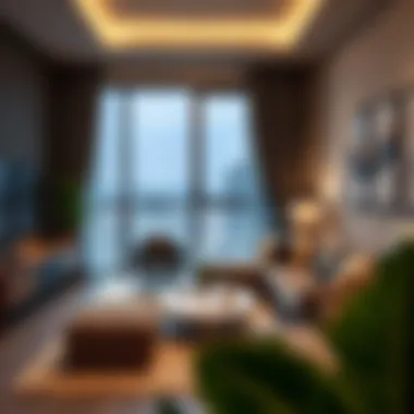 Modern living room in a 1 BHK flat