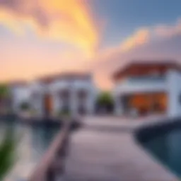 A stunning view of Damac Lagoons showcasing luxurious waterfront villas