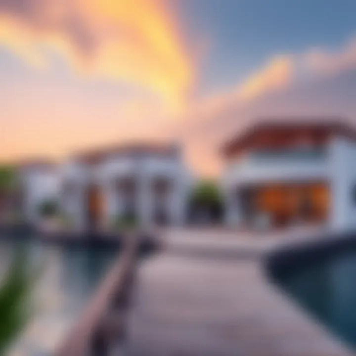 A stunning view of Damac Lagoons showcasing luxurious waterfront villas