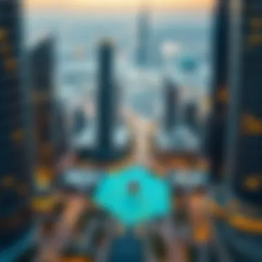 Map highlighting the strategic location of the Diamond Business Center within Dubai's commercial district