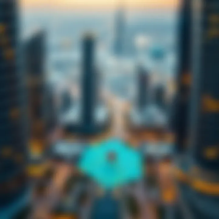 Map highlighting the strategic location of the Diamond Business Center within Dubai's commercial district