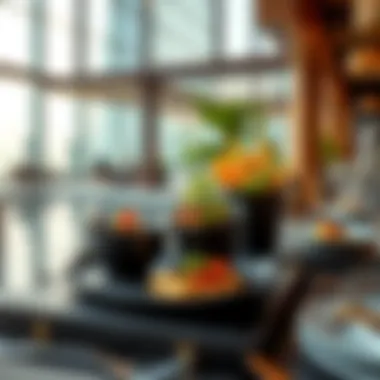 Diverse cuisine presented beautifully at a waterfront restaurant