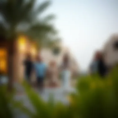 Engaging Community Life in Emerging Dubai Areas Vibrant community gathering in a new Dubai neighborhood