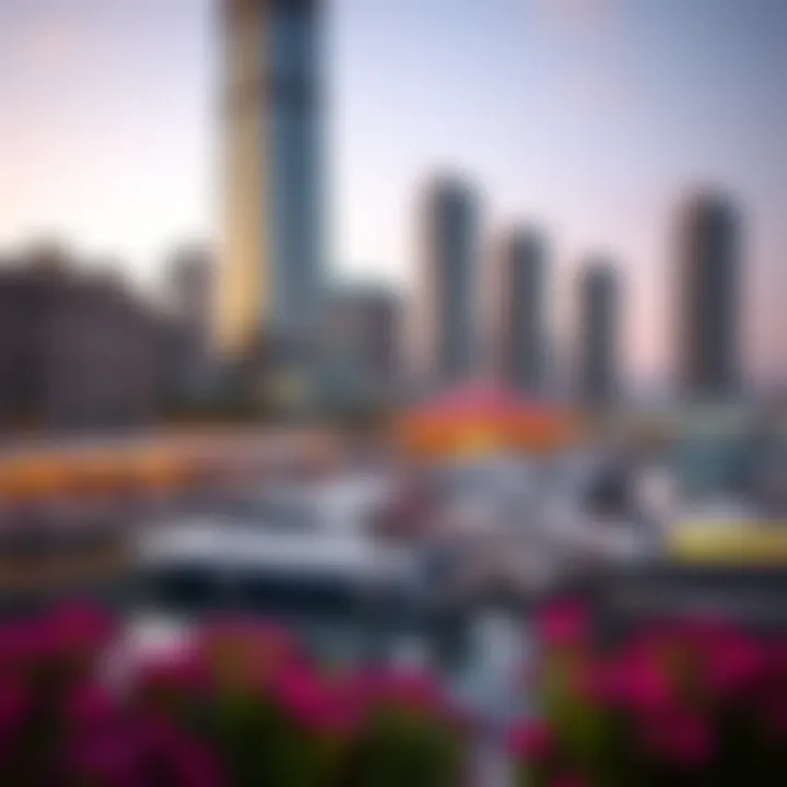 Vibrant surroundings of Dubai Marina near Escan Marina Tower