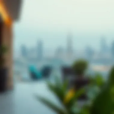 Beautiful terrace with city view