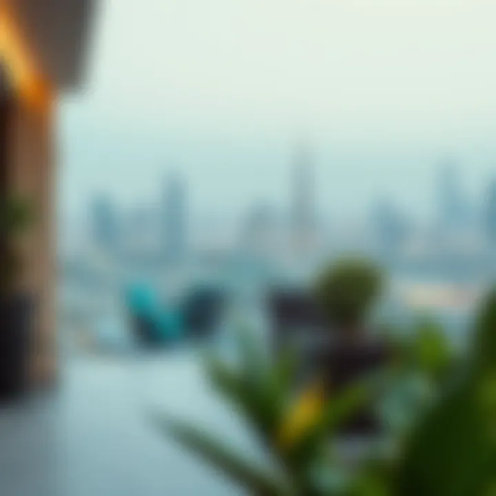 Beautiful terrace with city view