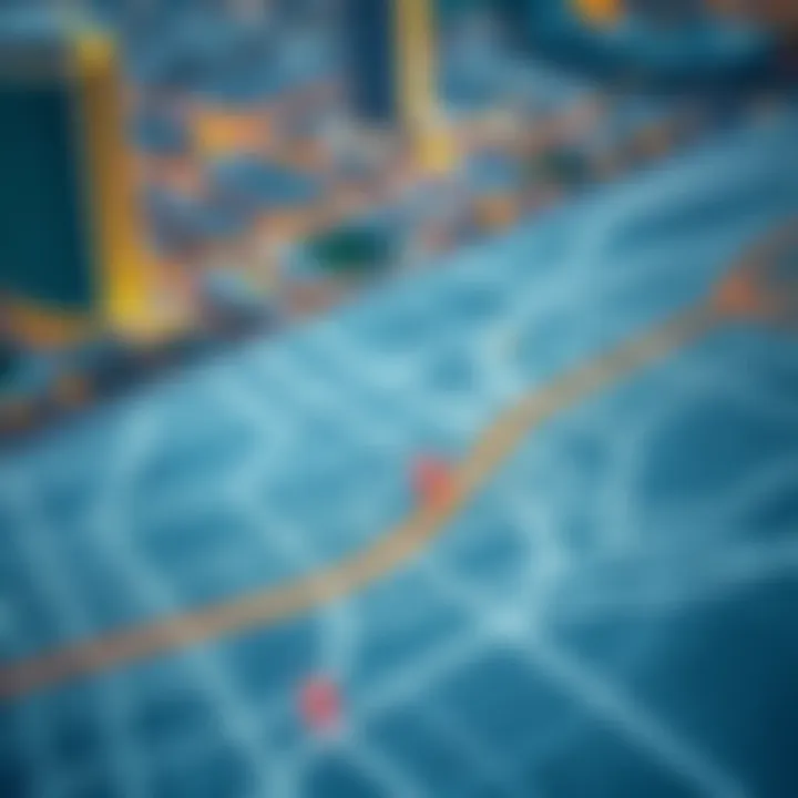 Map highlighting key locations and transport links in Al Nahda