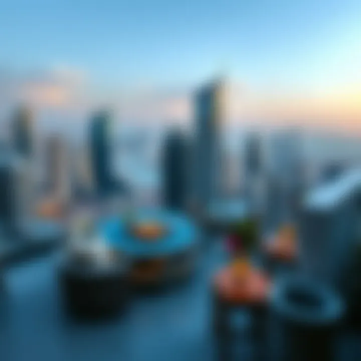 Stunning Terrace View from Blue Bay Tower View from the terrace of Blue Bay Tower overlooking the Business Bay area