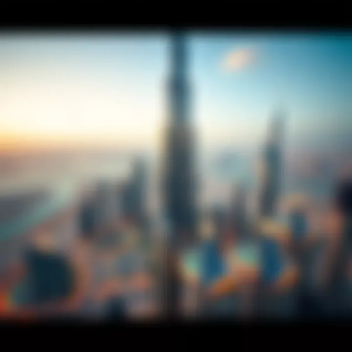 Aerial view of Burj Daman showcasing its architectural design