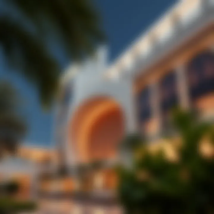 Architectural Marvels of Burj Park Close-up of the architectural details in Burj Park, emphasizing the modern design elements