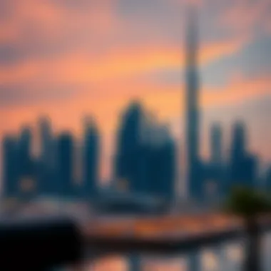 Dubai skyline with freelance workspace