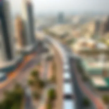 Aerial View of Dubai Metro Routes Aerial view of Dubai Metro routes connecting the city