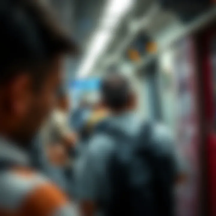 Commuters During Peak Hours on Dubai Metro Commuters using the Dubai Metro during peak hours