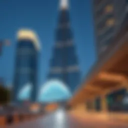 Majestic view of Emirate Tower Metro Station showcasing its modern design