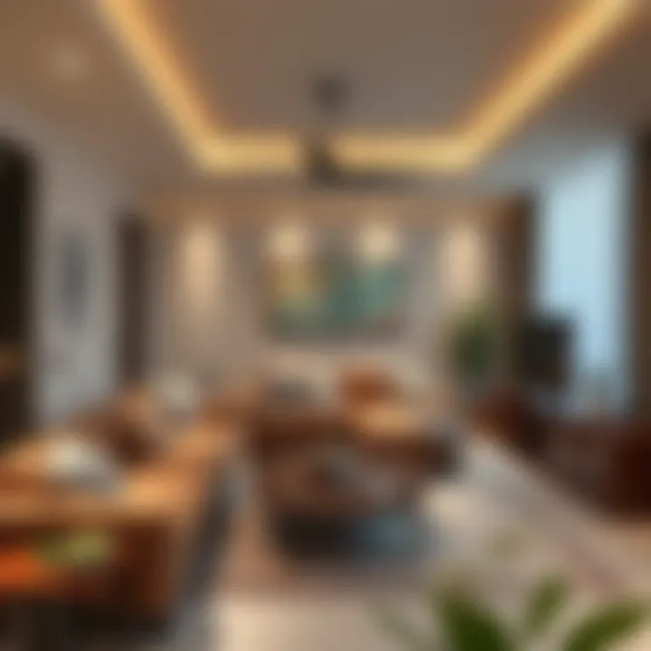 Cozy family room with multifunctional furniture