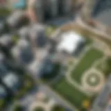 Aerial view of International City Phase 2 showcasing the layout and green spaces