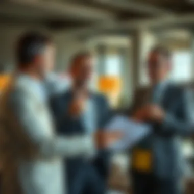 Real estate agents discussing property deals