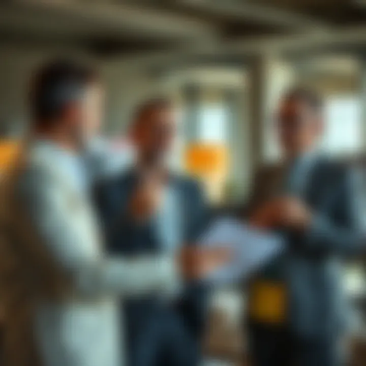 Real estate agents discussing property deals