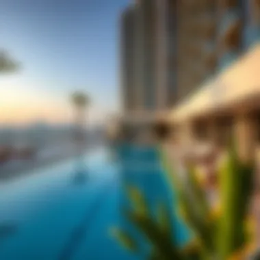 Amenities at Marina 106, including swimming pool and lounge area