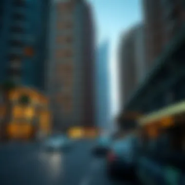 Luxurious apartment buildings near a metro station