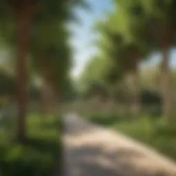 Scenic view of Nad Al Hamar Park showcasing lush greenery and pathways