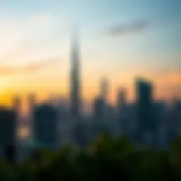 The breathtaking skyline of Dubai showcasing Burj Khalifa at sunset