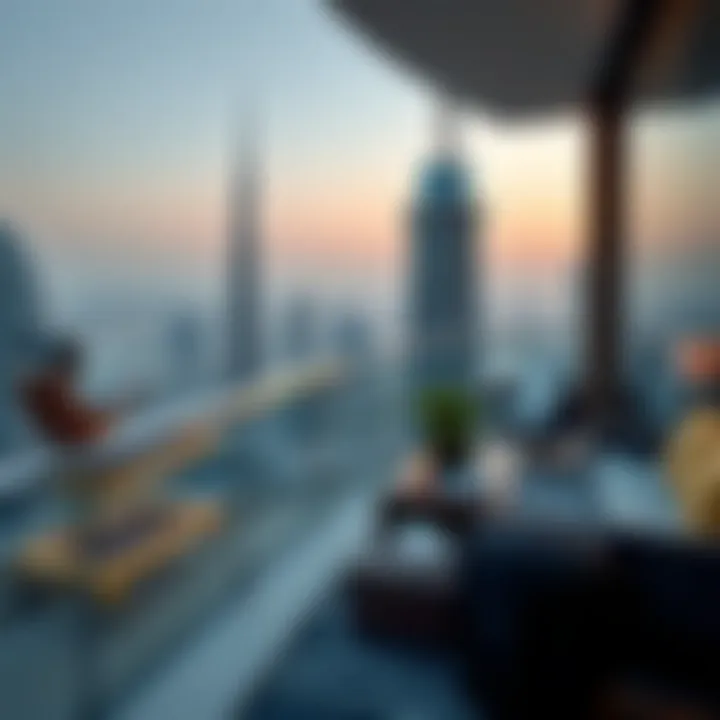 A stylish balcony view from a high-end flat in Burj Khalifa