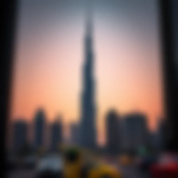 The Burj Khalifa standing tall against the backdrop of a sunset