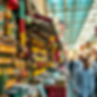 A bustling local market in Dubai filled with vibrant goods and unique finds.