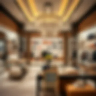 A luxurious retail boutique showcasing high-end fashion items in Dubai.