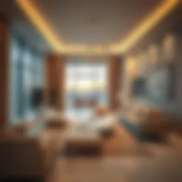 Modern living space showcasing room rental options