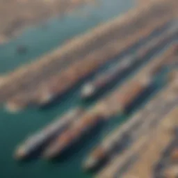 Aerial view of Rashid Port showcasing its extensive docks and shipping facilities