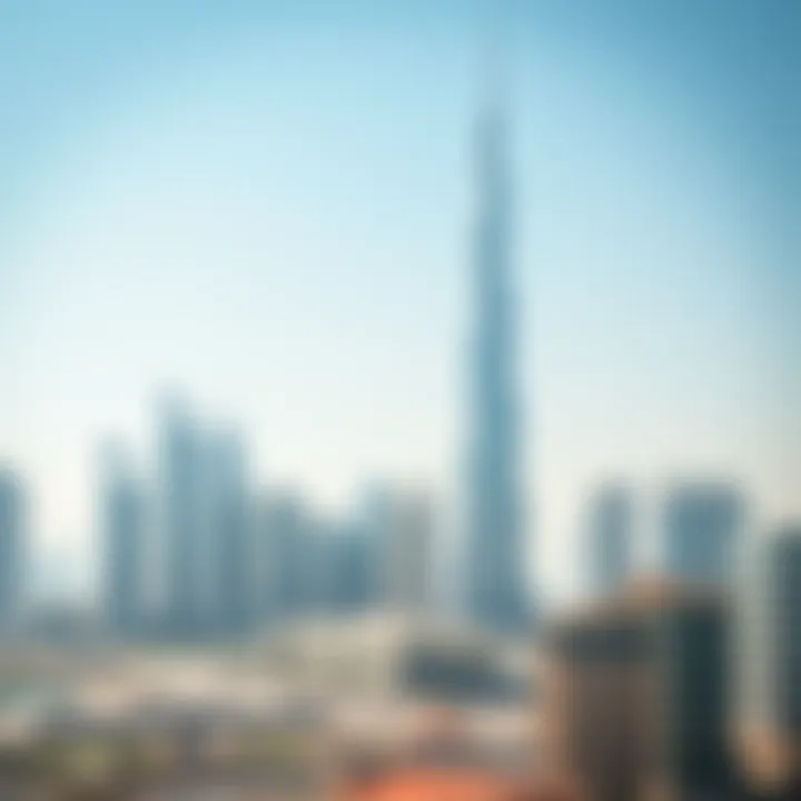 View of the Al Salam Tower's strategic location within Dubai's skyline