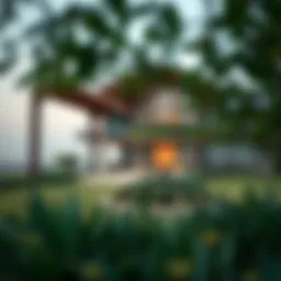 A scenic view of a luxurious farmhouse in Dubai's countryside