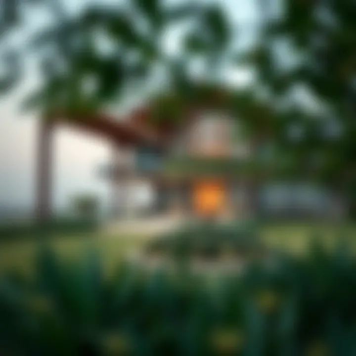 A scenic view of a luxurious farmhouse in Dubai's countryside