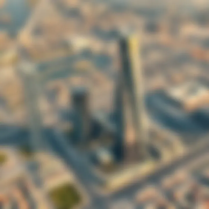 Strategic Location of the Diamond Business Center Aerial view emphasizing the strategic location of the Diamond Business Center in Dubai.