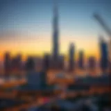 Stunning skyline of Downtown Dubai at sunset