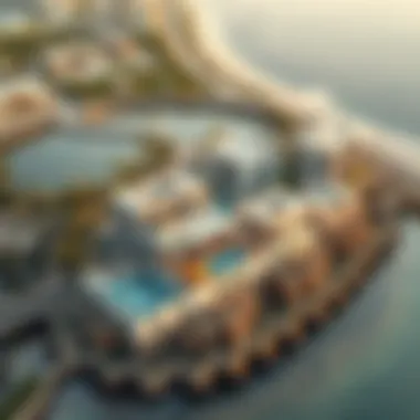 Exclusive Island Developments in Dubai Aerial view of an exclusive island development in Dubai showcasing modern architecture