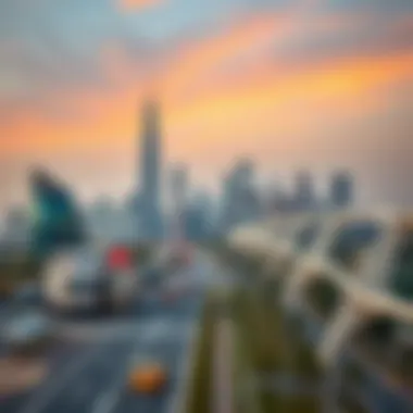 Scenic view of Idris Boulevard showcasing its modern architecture and skyline