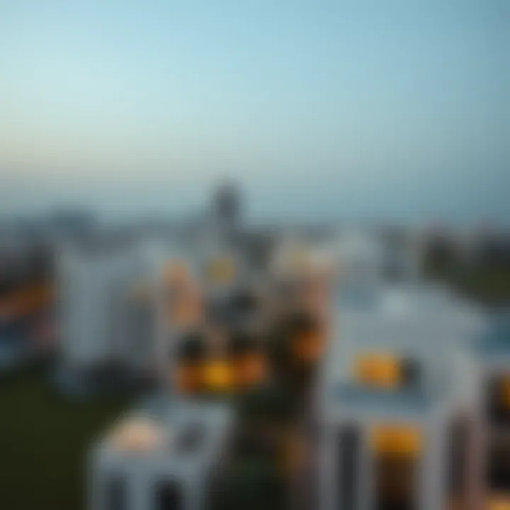 Aerial view of Mazaya Liwan showcasing modern residential architecture.